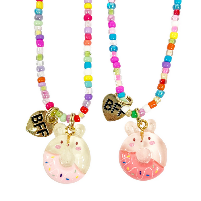 Pink Poppy Best Friend Bff Donut Necklace Set