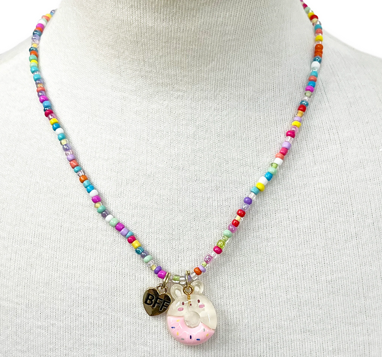 Pink Poppy Best Friend Bff Donut Necklace Set