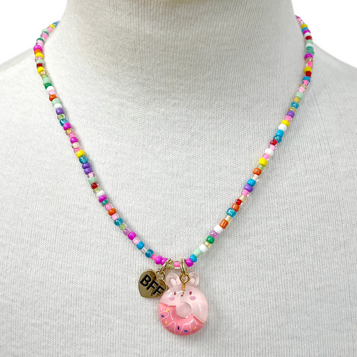 Pink Poppy Best Friend Bff Donut Necklace Set