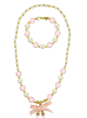 Pink Poppy Ballerina Necklace & Bracelet Set