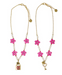 Pink Poppy Lock & Key Necklace Set (2 Pc Set)