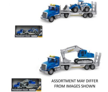 Truck With Ligh & Sounds Low Loader  Trailer + Vehicle Assorted