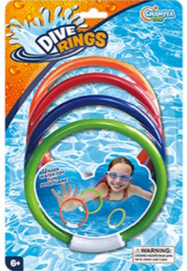 Pool Coloured  Dive Rings 4 Pc Pack 