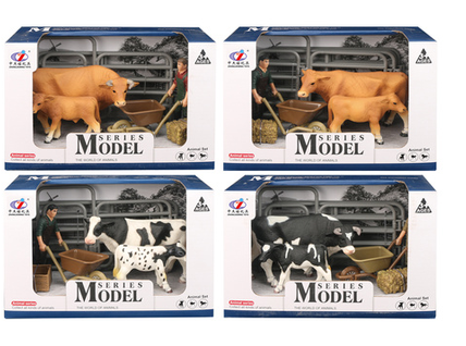 Model Series Farm Animals Cow & Calf With Figure & Accessories Assorted