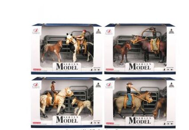 Model Series Farm Animals Horse With Rider & Foal With Accessories Assorted
