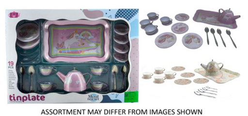 Tea Set 19pc Tinplate Metal Assorted 