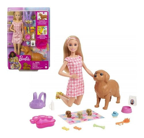 Barbie Malibu Newborn Pups Doll And Pets Playset