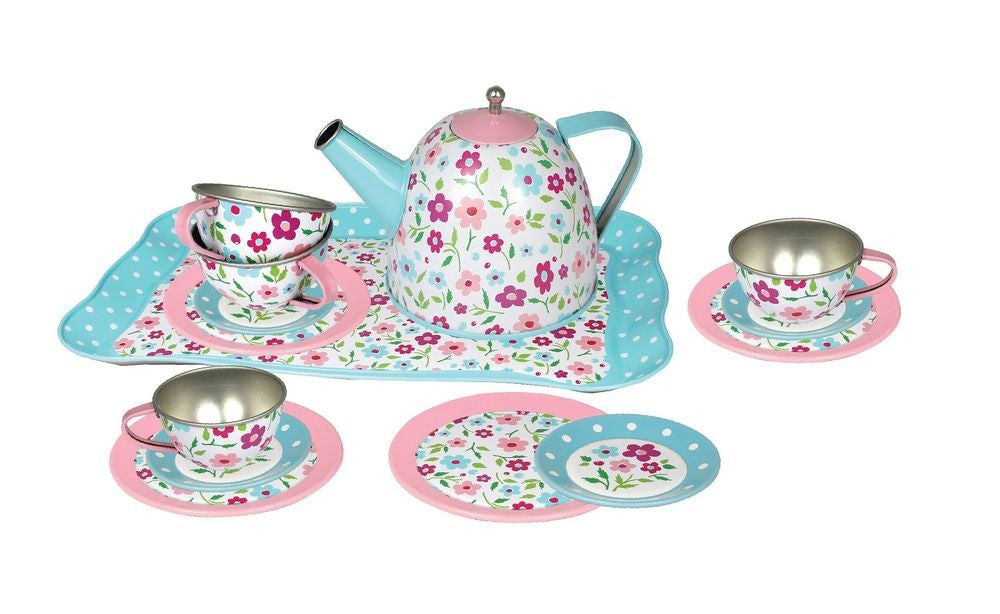 Champion Tin Tea Set 15 Pc Assorted Designs