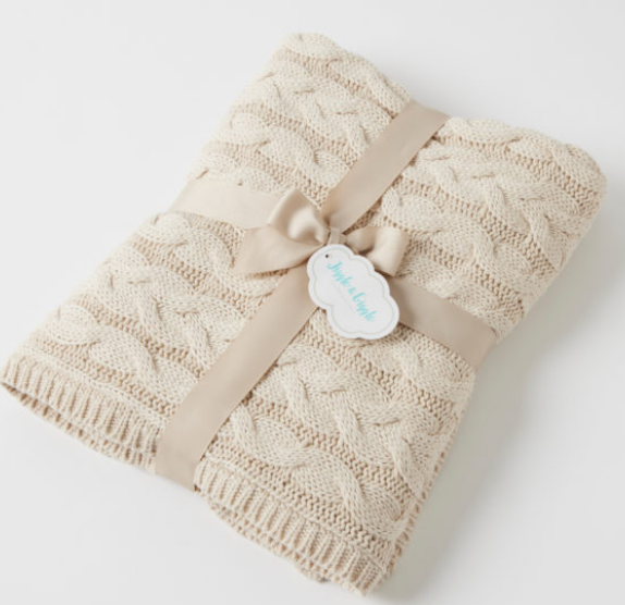 Aurora Cable Knit Baby Blanket Oatmeal